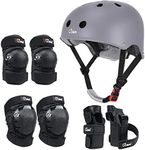 JBM Skating Protective Gear Adult Skateboard Helmet Knee and Elbow Pads with Wrist Guards for Inline Roller Skating, Skateboarding, Scootering