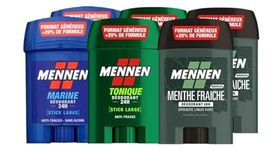 Mennen 6 deodorants, Tonique 24 hours x 2, Marine 24 x 2 and Natural Force 48 hours x 2, large sticks without alcohol, anti-fingerprints