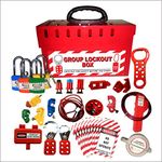 safety house loto Group Lockout Tagout Loto Kit, 19 Set, Red