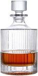 Lily's Home Elegant Glass Whiskey Decanter with Leak-Proof Stopper - Premium Bourbon & Crystal Wine Decanter, Whiskey Bottle, Glass Stopper for Home Bar – 4.69''x9.84'', 33 oz