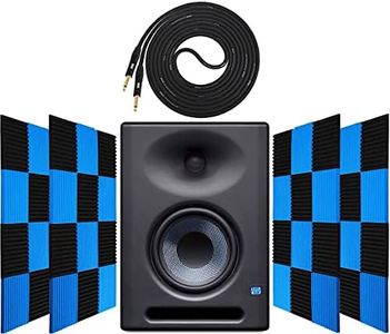 PreSonus Eris E5 XT Two-Way Active Studio Monitor with EBM Wave Guide Design, 24 Pack Acoustic Soundproof Studio Foam Wedges Sound Insulation Panels and Instrument Cable