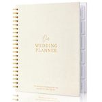 Comprehensive Wedding Planning Book - Wedding Planner Book and Organizer For The Bride - Engagement Gift for Newly Engaged Couples - Bride To Be Gifts - Wedding Notebook (Linen Cream)