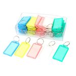 Sourcingmap 25pcs Key Tags, Plastic Key Labels with Ring 5 Colors Keychain ID Name Tags Luggage Labels Key Rings