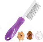 Detangling Pet Comb for Dogs & Cats with Long & Short Stainless Steel Metal Teeth for Removes Tangles and Knots - Detangler Grooming Tool for Dematting Matted Fur.