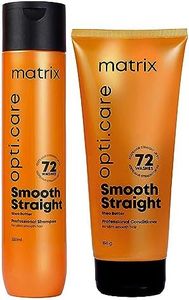 Matrix Opti.Care Professional Shampoo and Conditioner Combo for Salon Smooth Straight Hair | Control Frizzy Hair for up to 4 Days | With Shea Butter | No Added Parabens (350 ml + 196 g)