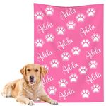 Personalized Dog Blankets with Name, Customized Dog Blanket for Small Dogs Girl and Boy, Personalized Dog Gifts for Dog First Birthday, Fleece Blanket for Puppy on Couch and Bed (Pink, 30 x 50 in)