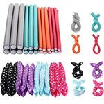 48 Pieces Hair Curler Rods Set 24 Pieces 9 Inch Flexible Curling Rods Twist-flex Rods in 4 Size and 24 Pieces Sleep Foam Hair Rollers, DIY Hair Styling Rollers Tools for Short, Medium and Long Hair