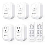 Syantek Upgraded Remote Control Outlet Wireless Light Switch for Household Appliances, Expandable Remote Light Switch Kit, Up to 100 ft Range, FCC Certified, ETL Listed, White (5 Outlets + 2 Remotes)