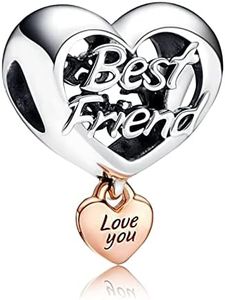 H.ZHENYUE Love You Best Friends 925 Sterling Silver Charm Bead Compatible with European Bracelet and Necklaces,Jewelry for Girls Beads Gifts, Silver