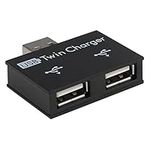 USB Double Adapter, 2 Port for Windows Laptop Hub Adapter, Portable 2.0 Male Twin Charger Converter, Black Dual USB Adapter, Single USB to Multiple, Dual USB Adapter, USB Splitter 2 Port, Mini USB Hub