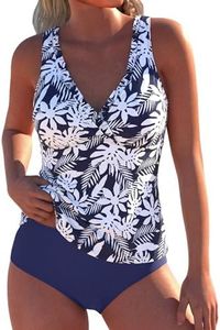 ZAFUL Tankini Swimsuit for Women 2026 Tummy Control Bathing Suits Plus Size Swim Top with High Waisted Swimwear Navy Blue XXL