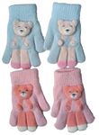 HUNTSMANS ERA Kids Mitten warm Winter Soft Cute design gloves for Boys Girls Kids children gloves/hand gloves for kids (Age 8 to 12) PAck of 2 pair (Pink and Light sky blue)