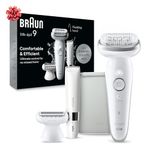 Braun Silk-épil 9 Epilator, Pivoting Head, Wet and Dry, Holiday Gifts for Women and Men Includes Body Trimmer, Shaver Head and Trimmer Comb,SES9-441