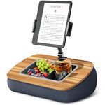 ERGONOV Lap Beanbag Tablet Pillow Stand,Adjustable iPad Holder with Snack Bowl,360° Rotating Clip for 4.7-13" Kindle,Phone,Tablet.Ideal for Hands-Free Reading and Relaxation on Bed,Couch,Recliner,Gray