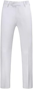 UNINUKOO Mens Dress Pants Slim Fit Solid Color Skinny Trousers Classic Business Casual Wedding Suit Pants US Size 29W x 30L White