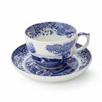 Spode Blue Italian Teacup and Saucer | 20-Ounce Capacity | Jumbo Tea Set | Coffee Mug | Cup for Tea, Lattes, Espressos, and Hot Beverages | Blue and White | Dishwasher Safe