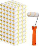 100 Pieces 4 Inch Paint Roller Covers Small Roller Nap with Roller Frame Kit Mini Paint Rollers for House Painting Wall Painting Tools