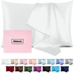 Silk Pillow Cases for Hair and Skin Mulberry Silk Pillow Cases Soft Silk Pillow Cases with Zipper Both Sided Natural Beauty Sleep Silk Pillowcase 1 Pack for Gift (Standard, White)