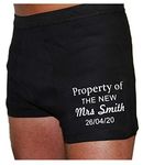 KE Mens Personalised Groom Husband Boxer Shorts Wedding Property Of Mrs Gift (Mrs Property Of, Large)