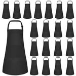 Bouiexye 20 Pack Kids Apron Adjustable Children Apron with 2 Pockets Children Chef Painting Aprons for Cooking Baking Painting Crafts Making (Black)