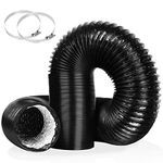 4 Inch 16FT Air Duct,Insulation Aluminum Clothing Dryer Hose,Black PVC Lightproof Vent Hose for Fan Filter and Grow Tent, 2 Clamps Include…