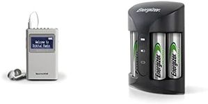 Roberts Radio Sports DAB5 DAB/DAB+/FM Personal Digital Radio - White & Energizer Battery Charger, Recharge Pro, for AA and AAA Batteries (4 AA Rechargeable Batteries Included), 639838, Black