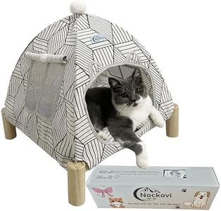 Nockovi 2-in-1 Elevated Cat Tent Cat House, Quick Assembly and Disassembly, Portable Indoor/Outdoor Cute Cat Bed Cave-White Diamond Pattern