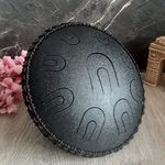 India Meets India 14" Steel Tongue Drum/Hand Pan Drum w/ 18 Notes [BLACK], Percussion Steel Tongues Drum with Rope Decoration and Sling Bag to Carry the Drum