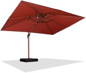 PURPLE LEAF 9' X 12' Double Top Deluxe Wood Pattern Rectangle Patio Umbrella Offset Hanging Umbrella Outdoor Market Umbrella Garden Umbrella, Brick Red