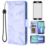 Asuwish Compatible with Samsung Galaxy S6 Edge Plus Case and Tempered Glass Screen Protector Cell Card Holder Slot Kickstand Marble Wallet Phone Covers for Glaxay S6edge + S 6edge 6s 6 Edge+ Purple