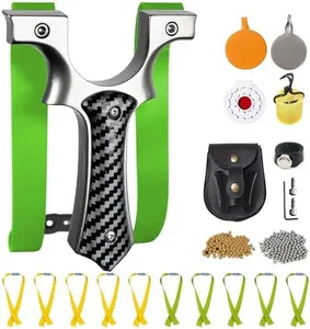 RCZZSUWE Professional Slingshot for Adults & Kids,Stainless Steel Hunting Catapult with Ergonomic Grip,High Velocity & Precision Shooting Kit (100 Ammo Balls, 10 Bands, Tactical Pouch & Targets)