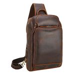 Polare Modern Style Sling Shoulder Bag Men’s Travel/Hiking Daypack with Full Grain Italian Leather and YKK Zippers