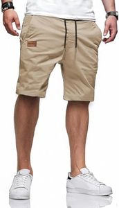 SMOWKLY Men’s Cotton Casual Cargo Shorts | Knee Length Half Pant for Men | Elastic Waist with Drawstring | Regular Fit Shorts | Bermuda Shorts for Men(1699_BG_34) Beige