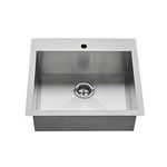 American Standard 18SB.9252211.075 Edgewater Zero Radius Dual Mount 25x22 Single Bowlwithgrid & Drain, Stainless Steel