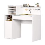 South Shore Furniture 12438 Crea Craft Table with Hutch-Pure White