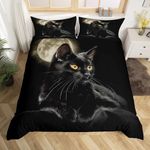 Homemissing Cat Bedding Cute Black Cat Pattern Single Size Black Animal Print For Girls Boys Duvet Cover Set Decorative Farmhouse Cats Decor Comforter Cover 1 Pillowcases 2 Pcs