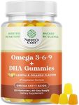 Vegetarian Omega 3 Gummies for Adults - Vegetarian Omega 3 6 9 DHA Gummies for Brain Bone and Heart Health and Joint Support - Burpless Fish Free Plant Based Omega 3 Supplement for Men and Women