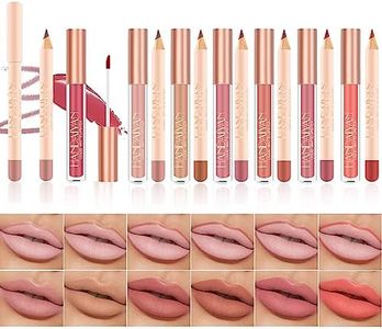 RoseFlower 12 Pcs Lip Gloss Lip liner Set Matte Long Lasting Non-Fading, Liquid Lipstick With Lip Liner Set,Nude Lipstick,Non-Stick Cup, Red Lipsticks for Women Long Lasting, Lipgloss set #A