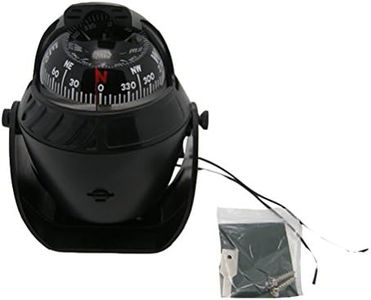 Odowalker Black Incandescent Light Illuminated Marine Compass Suitable for Car Boat and Truck (Black)