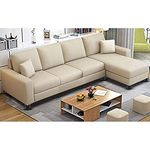 Braxton Rolando RHS 6 Seater L Shape Sofa Set for Living Room (Cream Fabric)
