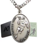 Westmon Works Lacrosse Medal Necklace for Boys with St Sebastian Pewter Medallion Stainless Steel Chain Boxed Set with Prayer Card Saint Expressions Premium Jewelry for Athletes, one inch, Stainless