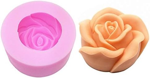 MoldFun 3D Rose Candle Mold - 3D Flower Craft Art Silicone Mold for Handmade Soap, Bath Bomb, Lotion bar, Chocolate, Candle, Crayon, Wax
