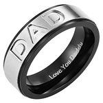 Willis Judd Mens DAD Titanium 8mm Ring Engraved Love You Daddy with Gift Pouch