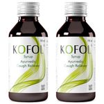 Kofol Ayurvedic Cough Syrup | Relief from Dry & Wet Cough | Non-Drowsy, Non-Alcoholic Ayurvedic Cough Syrup for All Ages | Soothes Sore Throat & Reduces Cough - 100 ml (Pack of 2)