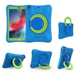 NLR FUN Kids Case for iPad, Shockproof Cover for 10.2” iPad 9th/8th/7th generation (2021/2020/2019) Lightweight Full Body Protective Case with Foldable Handle/Stand Boy (Blue+Green)