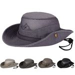 Obling Sun Hat UV Protection Bucket Hat Summer Hats Beach Hat Safari Boonie Hat Foldable Fishing Hat with Breathable Mesh and Adjustable Chin Strap for Men Women (Grey)