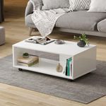 Wakefit Coffee Table | 1 Year Warranty | Center Table, Tea Table, Center Table for Living Room, Coffee Table for Living Room, Diwali Gifts, Engineered Wood (Leonis - Frosty White)