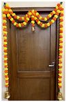 Sphinx Artificial Marigold Fluffy Flowers Garlands Door Toran Set/Door Hangings for Decoration (Approx. 100 X 152 cms) (Yellow & Dark Orange)