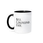 3dRose 3dRose Best Girlfriend Ever - Fun Romantic Love and Dating Gifts for her for Anniversary or Valentines Day - Two Tone Black Mug, 11oz (Mug_151503_4), Black/White