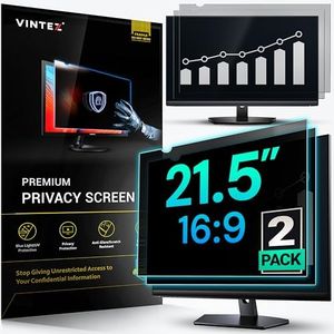 VINTEZ 21.5 Inch 16:9 Computer Privacy Screen Filter for Widescreen Monitor and Laptop - Anti-Glare - Anti-Scratch Protector Film - Data Confidentiality Shield [2 Pack]